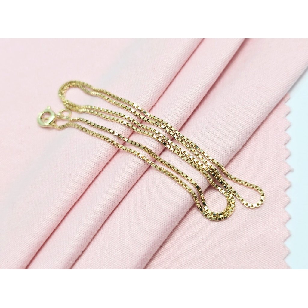 Unique 14k Solid Yellow Gold Designer Box Link Chain Choker Necklace  1625 L
